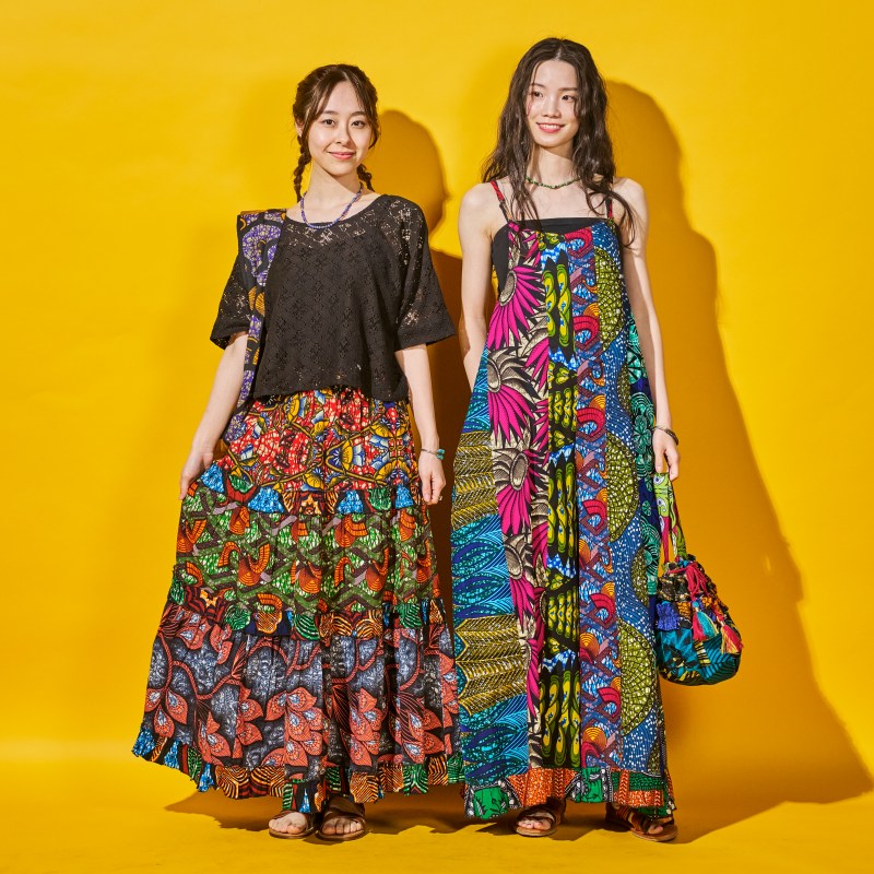 NEW アフリカンプリントのスカート、サロペット、シャツ、ショートパンツ