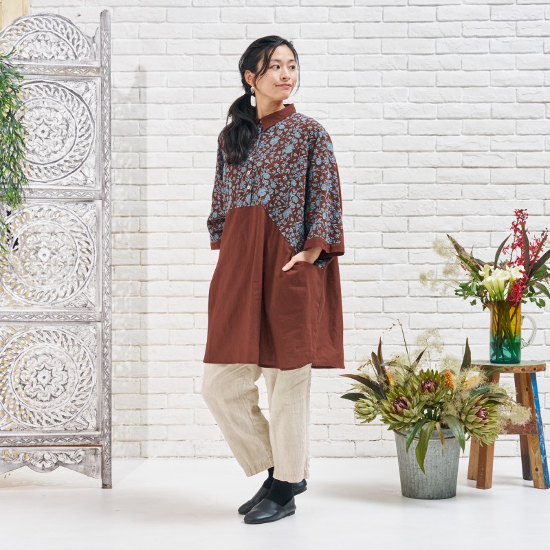 コットン小花刺繍チュニックプルオーバー｜マライカ公式通販