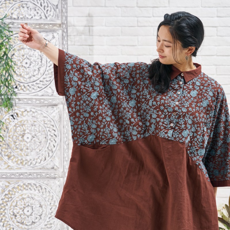 コットン小花刺繍チュニックプルオーバー｜マライカ公式通販